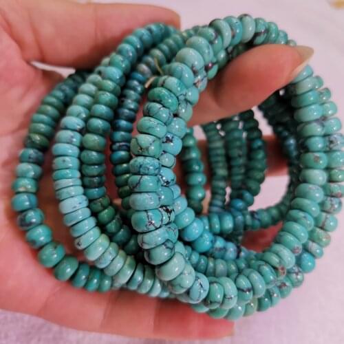 1pcs/lot Wholesale Natural Turquoise Bracelet Bead String Unisex Cutting Wheel Shape Jewelry Accessories DIY Material