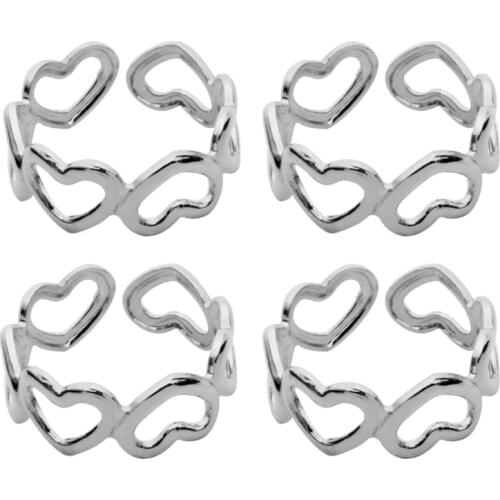 10pcs/Lot Copper Silver/Bronze Color 18mm Hollow Out Round Heart Ring for Women Girls DIY Jewelry Making