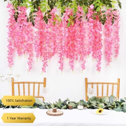 12pcs/Bunch Artificial Clove Flower Vines Garland Garden Hanging Rattan Flower Plant Vine Home Wedding Party Event Decoration