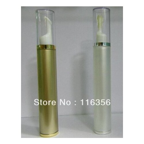 15ML gold/pear white airless plastic lotion bottle or airless eyecream bottle with airless pump can used for Cosmetic Packaging