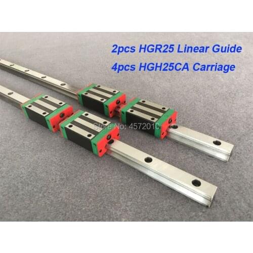 2pcs HGR25 - 800mm 850mm 900mm 950mm 1000mm 1050 1100mm linear guide rail with 4pcs HGH25CA/HGW25CA linear carriage CNC parts