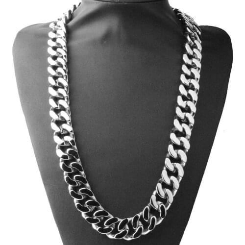 20mm Mens Cuban Miami Link Necklace Or Bracelet Stainless steel High Quality Polished Silver Color Hip hop Chain Necklace 7-32"