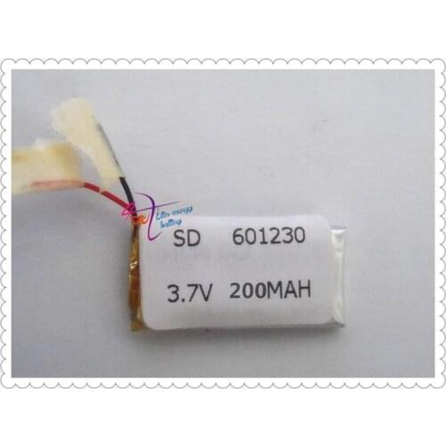 3.7V lithium polymer battery 601230 200mah camera pen recorder Bluetooth wireless mouse battery