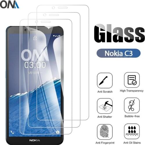 3Pcs Tempered Glass For Nokia C3 Glass Screen Protector 9H Premium Tempered Glass for Nokia C3 Protective Film