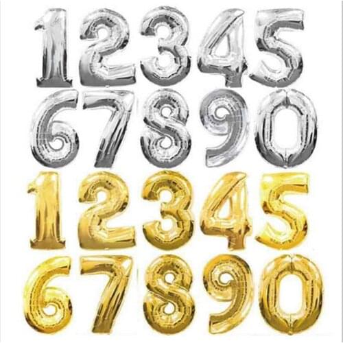 32 Inch Helium Air Balloon Number Letter Shaped Gold Silver Inflatable Ballons Birthday Wedding Decoration lin3458