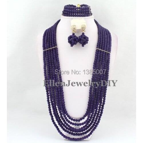 African Jewelry Set Nigerian African Wedding Beads Jewelry Set Beads Necklace Set Free Shipping W6561
