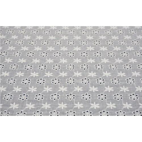 White Flower Hollow Lace Cloth Embroidered Womens Summer Cotton Cloth Hollow Lace Fabric