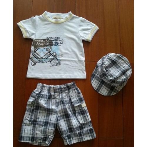 FreeShipping ONE SET Of 3Pcs Shirt + Pants+Hat Children Baby Boys Short Clothes Suits Fashion Kids Summer Suit Toddlers Apparel
