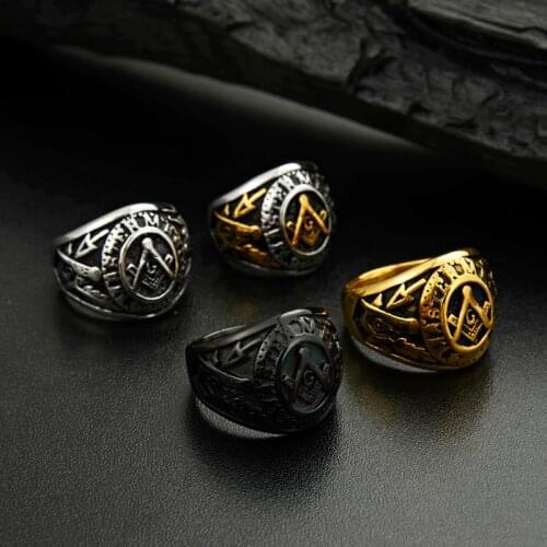 Black plated College Style Freemason Ring Masonic Rings for Men,Stainless Steel Wedding band Ring Jewelry,Christmas ring