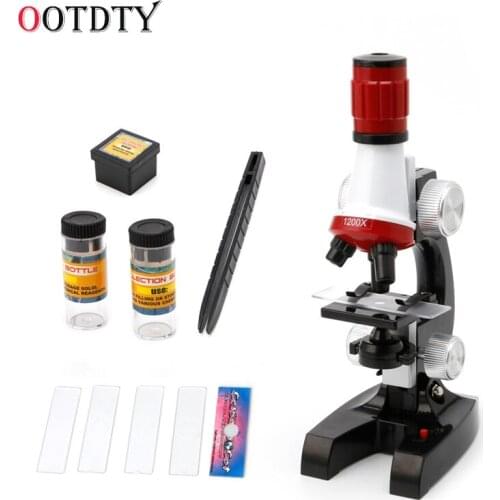 OOTDTY Design Microscope 100X 400X 1200X Illuminated Monocular Biological Microscope for Children Education Toy Tool New