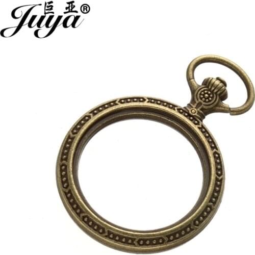 JUYA Jewelry Making Ancient Bronze Necklace Pendant Setting 2pcs 27mm Round Glass Cabochon Cameo Base Tray Bezel Blank AD0129
