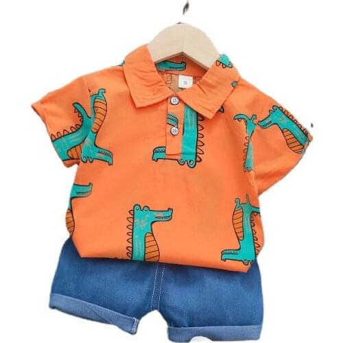 Baby Summer Clothing Set Infant Boys Cotton Tops+shorts 2pcs Kids Boys Cartoon Clothing Newborn Boys Cute Clothing
