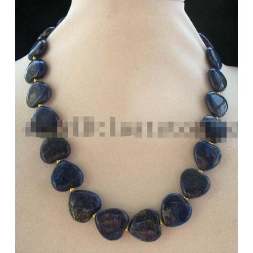 Beautiful lapis lazuli heart blue 16mm necklace 18" nature wholesale beads earring