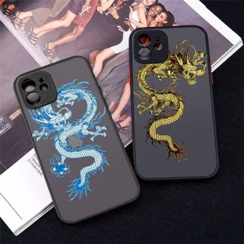Chinese dragon cool Phone Case For iPhone 12 11 Mini Pro XR XS Max 7 8 Plus X Matte transparent cover