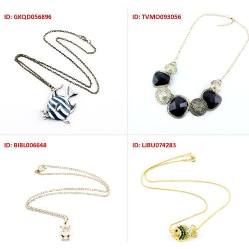 Fashion Jewelry Necklace Pendent Rhinestone Tropical Fish Statement Blue Gemstone Golden Lovely Cute Kitten Cat Green Rh