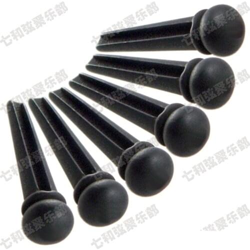 A set of 6 Pcs Black Ebony Guitar Bridge Pins For Flok Acoustic guitar (Not Inlaid any dot) BK