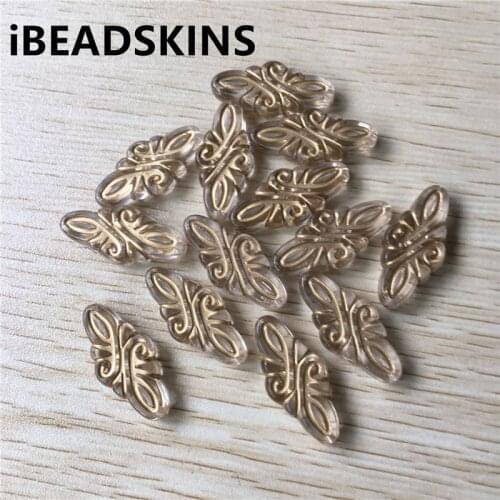 New arrival! 30x14mm 300pcs /lot clear with gold stripe Acrylic beads #5704(Design as shown)