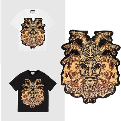 2 Piece Personalized patches embroidery fashion domineering six-headed dragon 3D patch DIY Applique sewing accessories