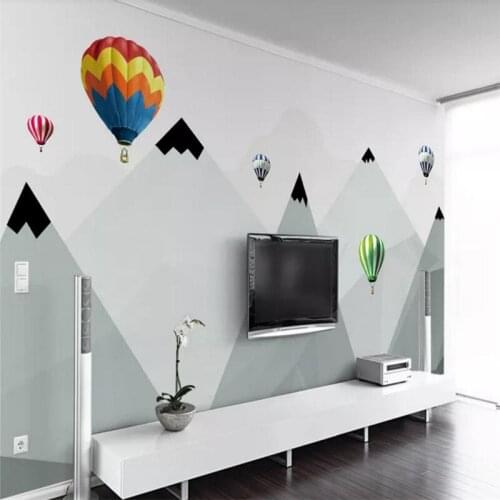 Custom wallpaper Nordic simple hot air balloon geometry TV background wall decoration waterproof material