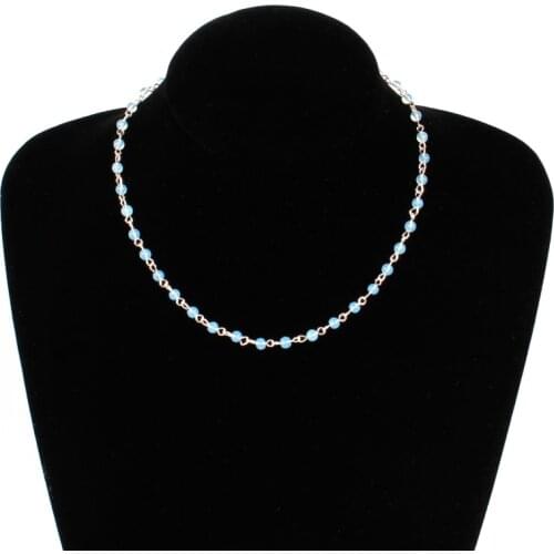 4Colors Simple Elegant Opal Black White Crystal Necklace Handmade Beads Choker Necklace Women Jewelry Dropshipping