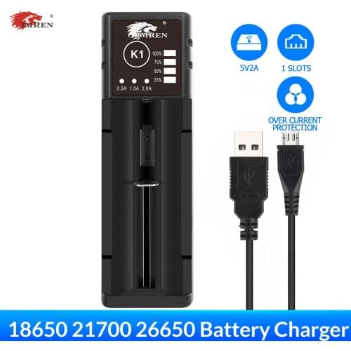 IMREN K1 Rechargeable Batteries USB Charger For 14500 16650 17650 18650 26650 21700 18350 AA AAA 3.7V/3.6V lithium NiMH battery