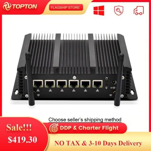 Industrial Fanless Mini PC Intel Core i7 10510U Soft Router 6 Gigabit NICs AES-NI 4*USB3.0 Rs232 pfSense OPNsense VPN Firewall