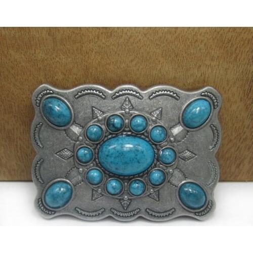 BuckleClub turquoise stones belt buckle western cowboy jeans gift belt buckle FP-03415 Luxurious belt buckle drop shipping