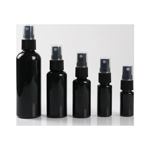 Empty Black Plastic Spray Bottle 10ml 20ml 30ml 50ml 100ml PET Sprayer Pump Atomizer Packaging Containers Refillable Bottles