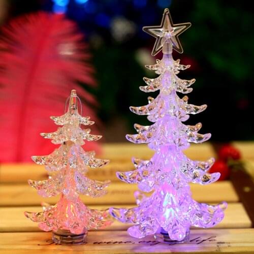 Xmas Luminous Christmas Tree Small LED Light Lamp LED Luminous Transparent Mini Christmas Tree Xmas Party Ornaments Decoration