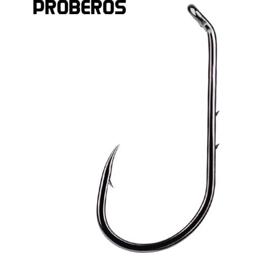 PROBEROS Brand Fishing Hook 1#-6/0# Fish Hooks BAITHOLDER Black Color Jig Big Single Hook