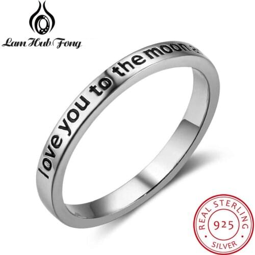 I Love You to The Moon And Back 925 Sterling Silver Rings for Women Promise Ring Engagement Party Accessorise Gift Fine Jewelry