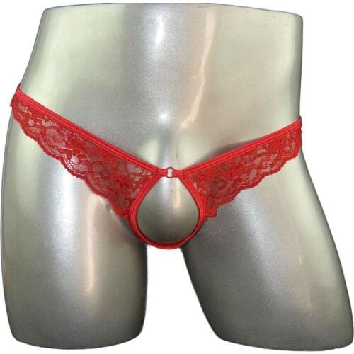 Hot Sexy Mens Lace Thong Sheer Open Front Bikini Brief Underwear 8 Colors Floral Thong Sissy Transformation Lingerie