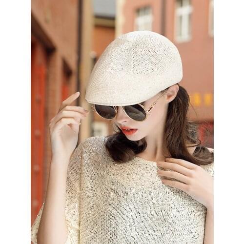 X046 Hat Female Summer Visor Hats Female Leisure Style Beret Fashion Sequined Female Hat Beret Casual All-match Caps