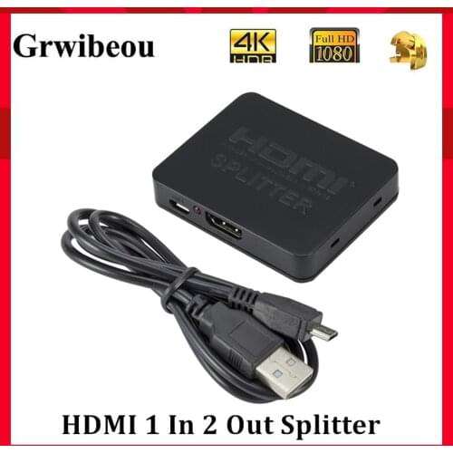 Grwibeou Hdmi Splitter 1 in 2 out 1080p 4K 1x2 Stripper 3D Splitter Power Signal Amplifier 4K HDMI Splitter For HDTV Xbox PS3