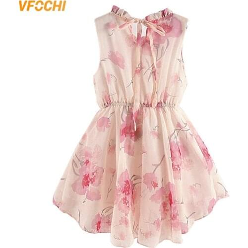 VFOCHI 2020 Girl Dresses Summer Girls Clothes Floral Print Chiffon Baby Girls Dress Fashion Kids Dresses For Girls Party Dress