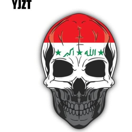 YJZT 12.5CM*8.3CM Car Styling Skull Iraq Flag Car Sticker Decal Window Accessories 6-1305