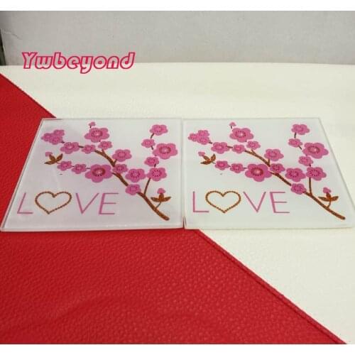 Ywbeyond 120pcs(60sets)/LOT plum Blossom Glass Coaster Wedding bridal showers party favors and gifts for guest