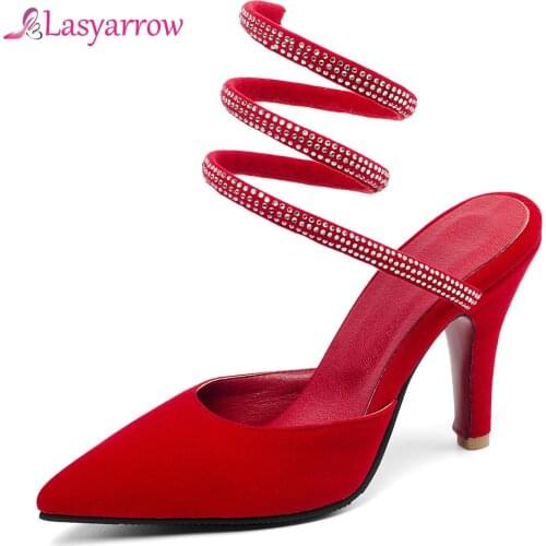 Lasyarrow 2019 High quality women sandals pointed toe thin high heels party wedding shoes woman female stiletto shoes J717