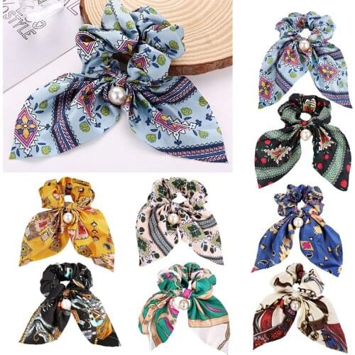 Women Fashion Scrunchies Hairband Ladies Elegant Pearl Bobble Hair