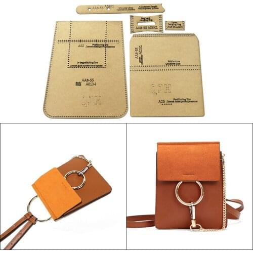 1 set of kraft paper template DIY handmade leather drawing shoulder bag mobile phone bag clutch bag sewing pattern custom