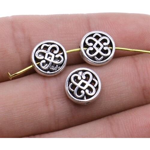 10PCS/lot 10*10mm Antique Silver Color Round Flower Small Hole Spacers Beads For Bracelet Making Jewelry DIY Base Setting
