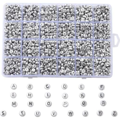 1728pcs/box Mixed Letter Acrylic Beads Round Flat Alphabet Loose Spacer Beads For Jewelry Making Handmade DIY Bracelet Necklace