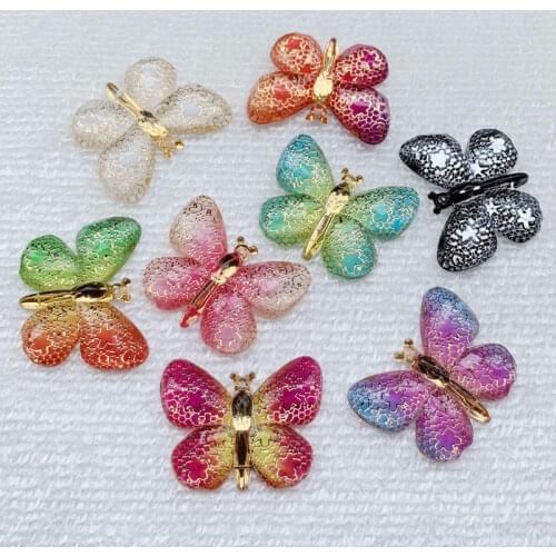 DIY Colorful Butterflies Shapes 20pcs Flat Back Acrylic Rhinestones Face Decorations Face Gems 25*32mm -A19