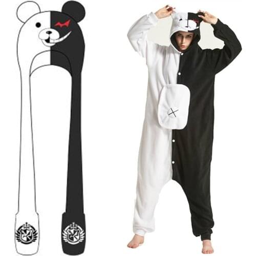 2021 Bunny Hat Beanie Anime Danganronpa Monokuma Cosplay Costume Plush Scarf Gloves Pajama Sleepwear for Women/Child/Girl