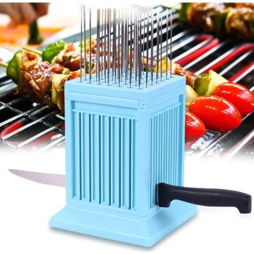 49 Holes Beef Pork Meat Kebab Maker Skewer Tools Vegetables Barbecue Stringer Box Machine Barbecue Accessories