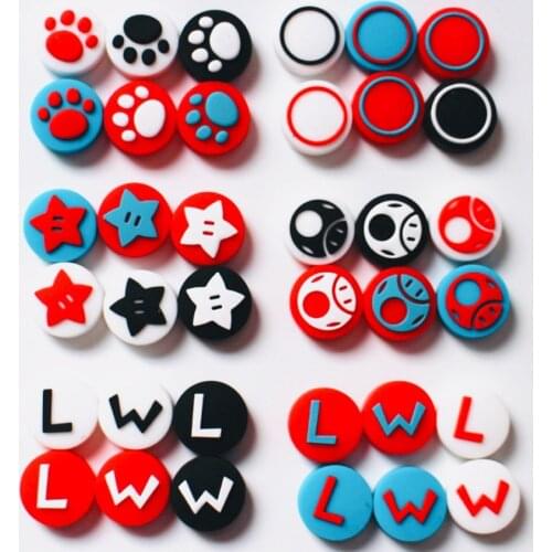6Pcs Silicone Caps for Nintendo Switch Pokeball Go Analog Stick Thumb Stick Grip Caps Cat Paw Stars Protector Cover （Not for NS