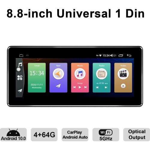 Autoradio Android 10 Car Radio Stereo 8.8 Inch Head Unit Multimedia Player 1280*480 6GB 128GB GPS Navigation Reverse View Camera
