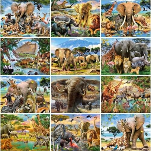 AZQSD 5d Diamond Painting New Arrivals Elephant Lion Needlework Diamond Embroidery Giraffe Animals Mosaic Home Decoration