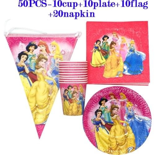 Disney Princess Party Favors For Girls Birthday Party Supplies Paper Snow White Cup Plates Napkin Banner Baby Shower Party Decor