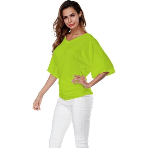 Women Summer Loose Batwing Sleeve V Neck Short Sleeve T-shirt Girls Tshirts Ladies Tops OverSize 3xl 4xl 5xl Female T Shirt Hot